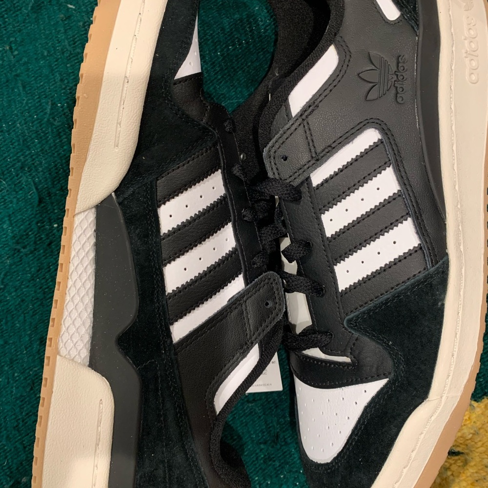 Adidas Forum Low Men's Black and White Sneakers with Gum Sole